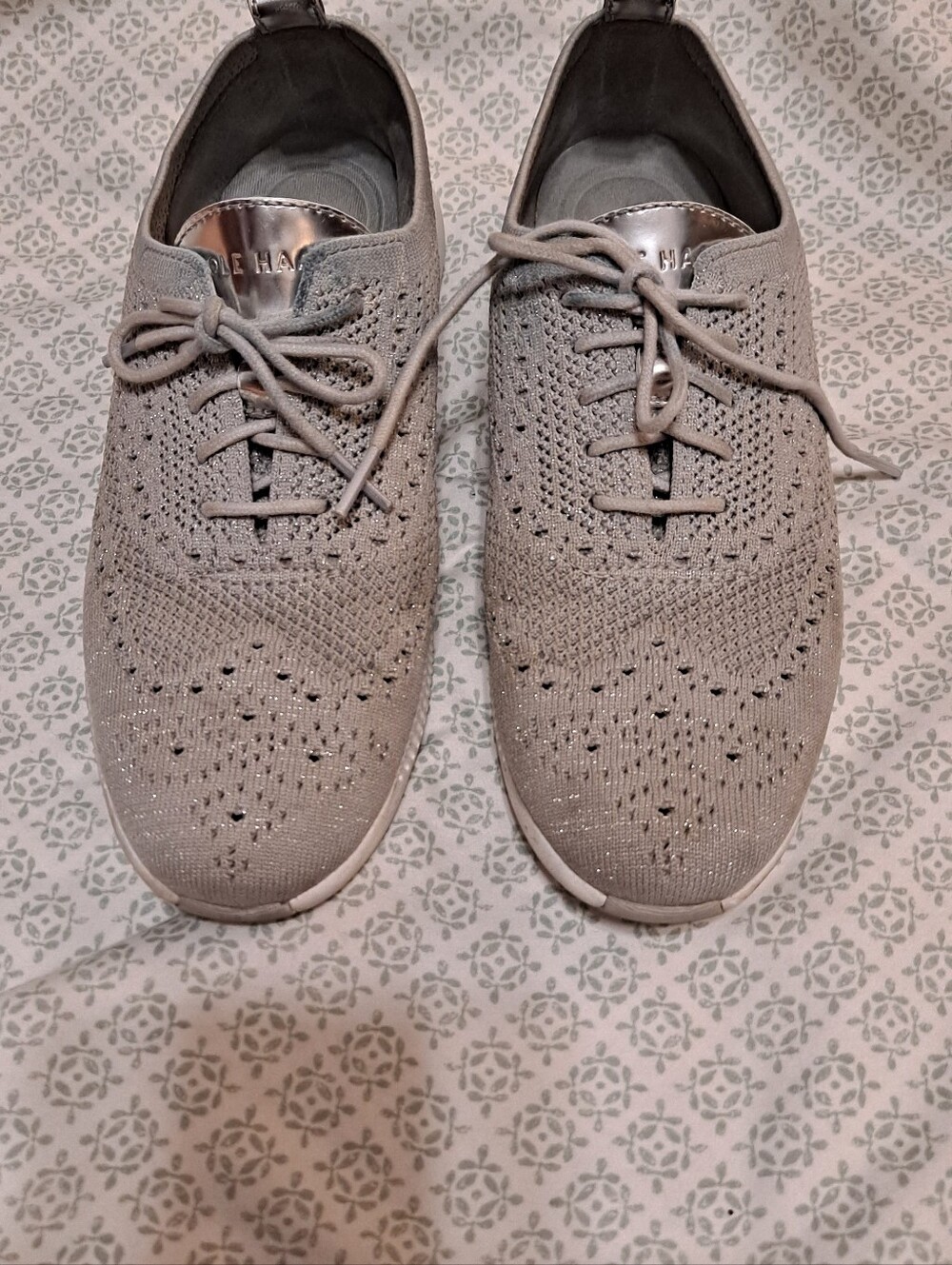 Cole Haan Knit Lace-Up Casual Sneakers - Light Gray Sz 8.5 B